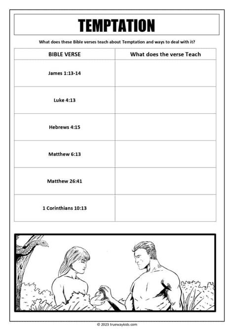 Printable Bible Worksheets For 7th Graders On Temptation