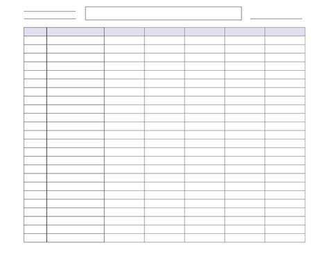 Printable Blank Spreadsheet Printout