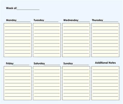 Printable Blank Weekly Calendar
