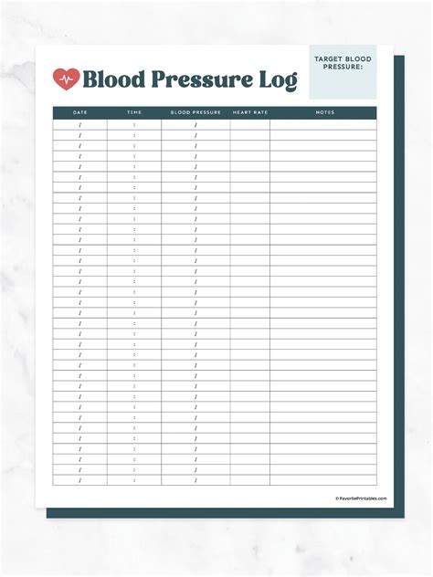 Printable Blood Pressure Chart Free