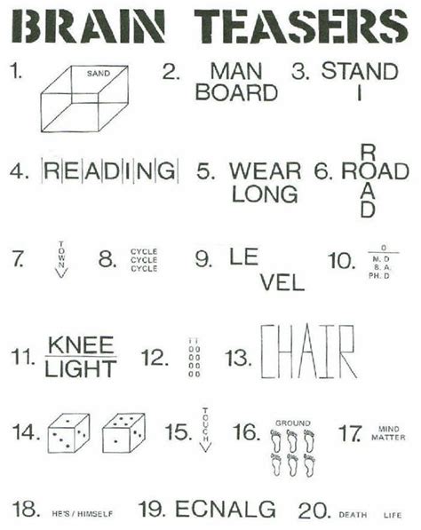 Printable Brain Teasers Answers