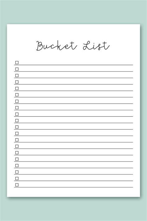 Printable Bucket List