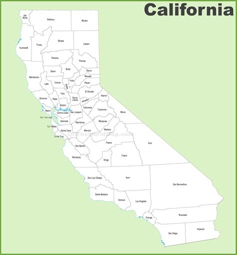 Printable California County Map