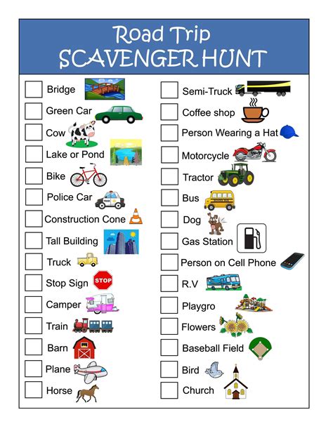 Printable Car Games For Road Trips
