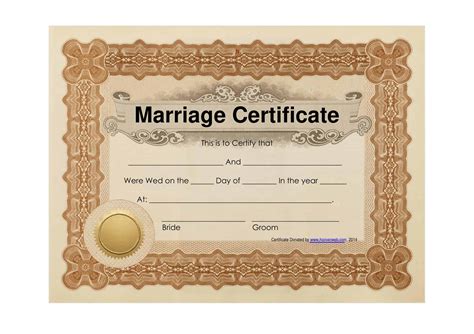 Printable Certificate Of Marriage