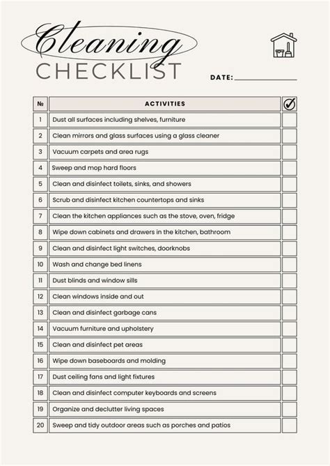 Printable Checklists For A Cleaning Company To Clean A Gym