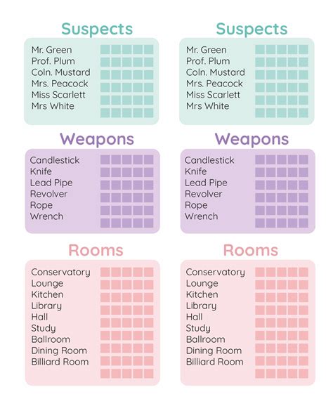 Printable Clue Sheets