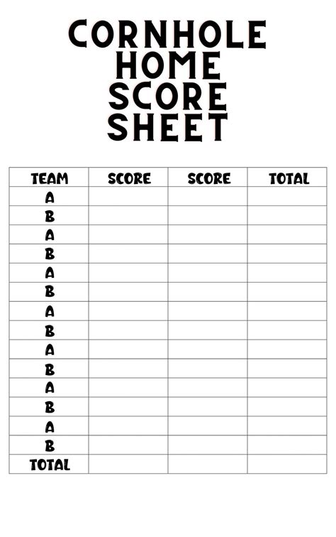 Printable Cornhole Scoreboard