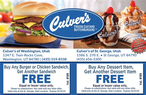 Printable Coupons For Culver's