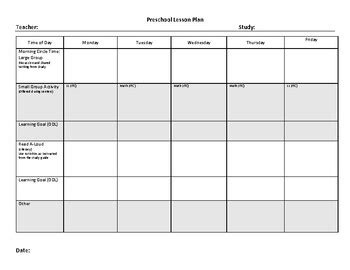 Printable Creative Curriculum Preschool Lesson Plan Template