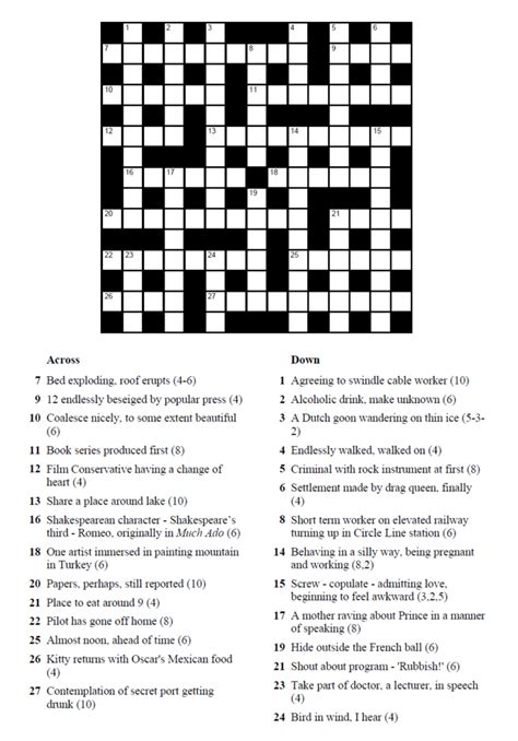 Printable Cryptic Crosswords Free