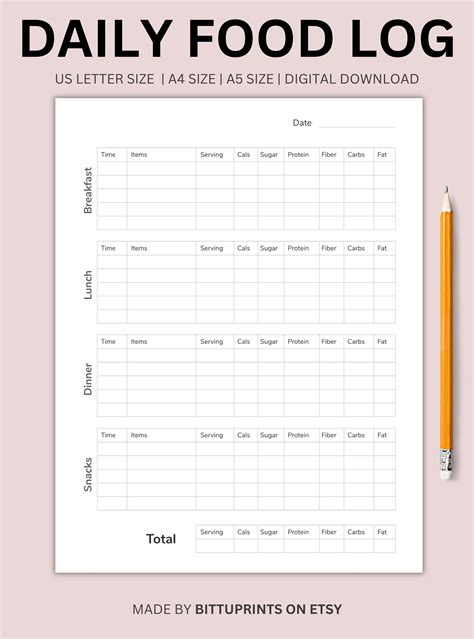 Printable Daily Food Log