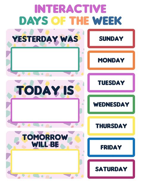 Printable Days Of The Week Chart