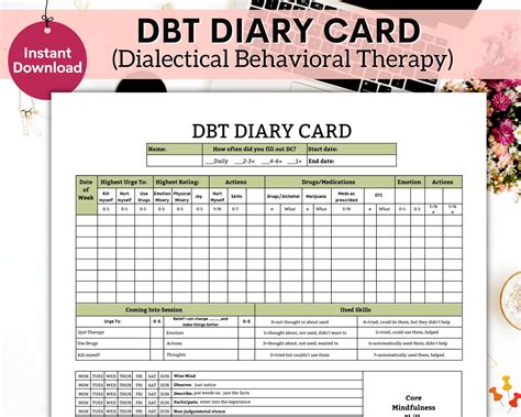 Printable Dbt Diary Card