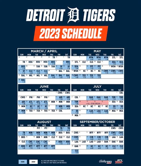 Printable Detroit Tigers Schedule