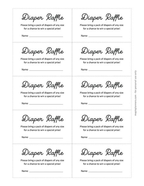 Printable Diaper Raffle Tickets Free