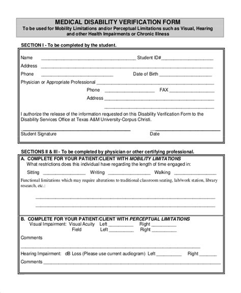 Printable Disability Form For Doctor To Fill Out