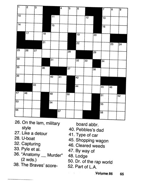 Printable Easy Crossword Puzzles For Seniors