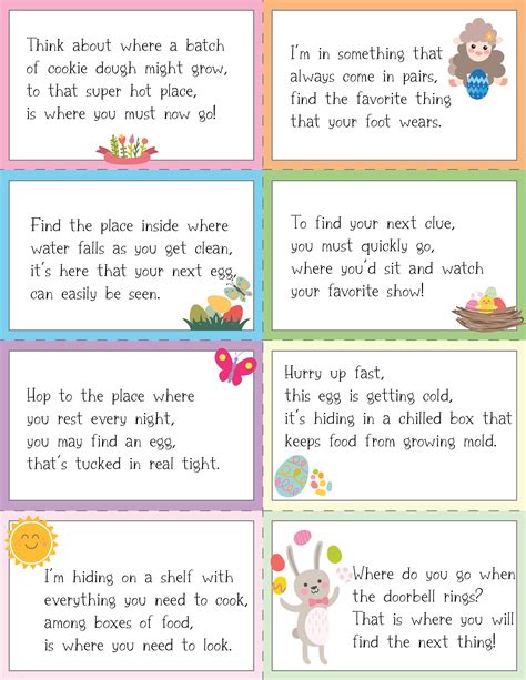 Printable Egg Hunt Clues