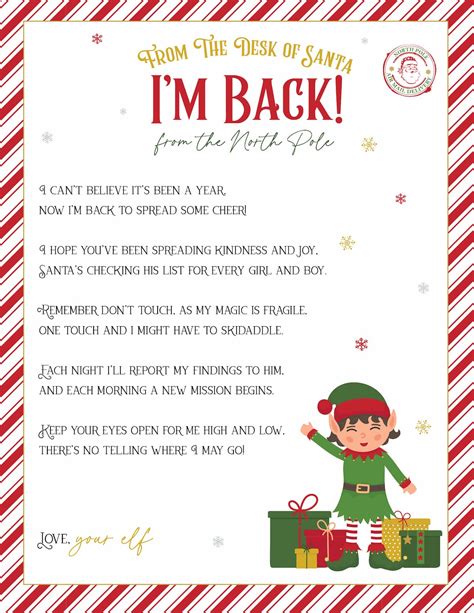 Printable Elf On The Shelf Im Back Letter