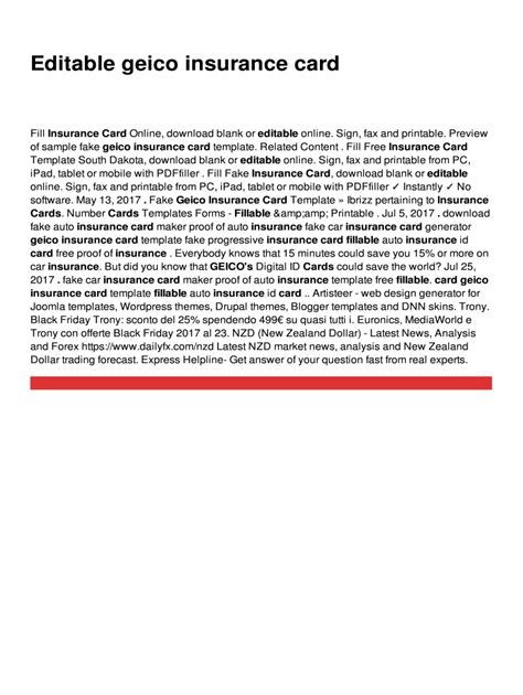 Printable Fillable Real Geico Insurance Card