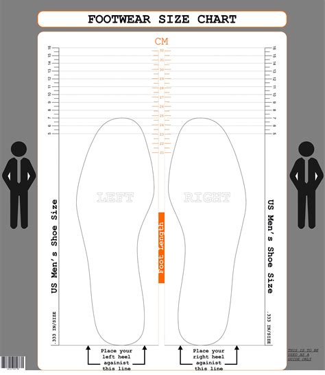 Printable Foot Size Chart Mens