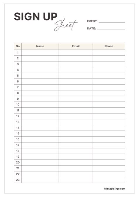 Printable Free Sign In Sheets