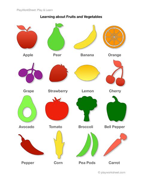 Printable Fruits And Veggies