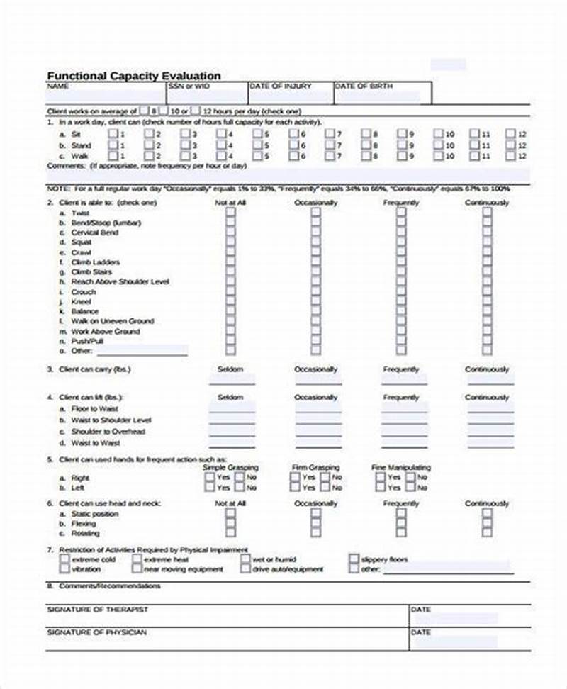 Printable Functional Capacity Evaluation Sample