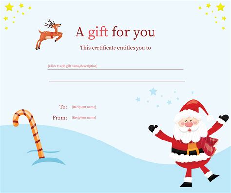 Printable Gift Certificates For Christmas