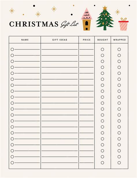 Printable Gift List
