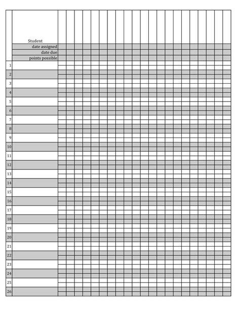 Printable Gradebook Sheets