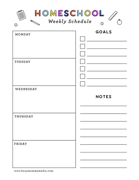 Printable Homeschool Schedule