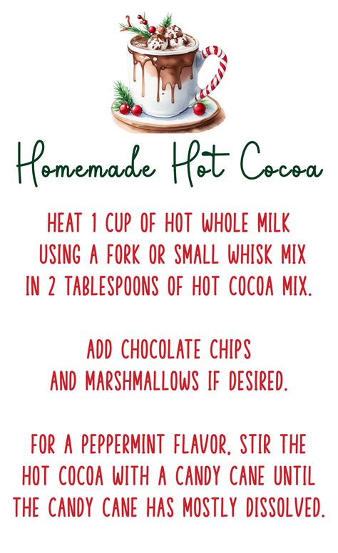 Printable Hot Chocolate Recipe