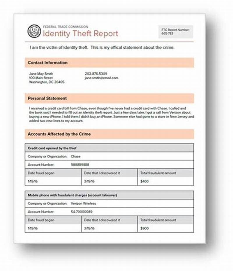 Printable Identity Theft Police Report Example