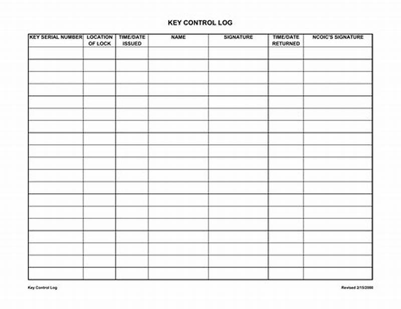 Printable Key Control Key Log Template