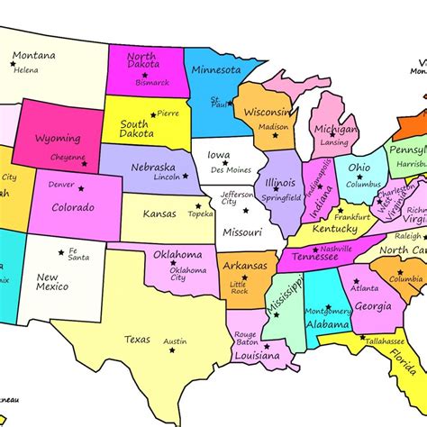 Printable Labeled United States Map