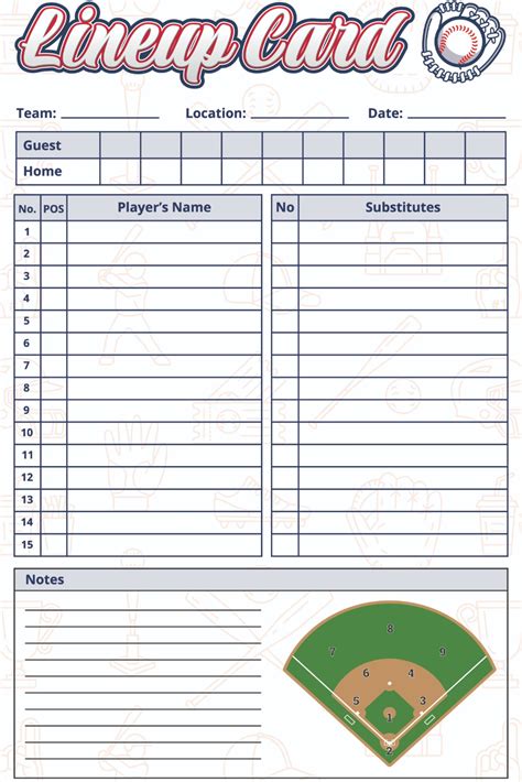 Printable Lineup Cards Softball