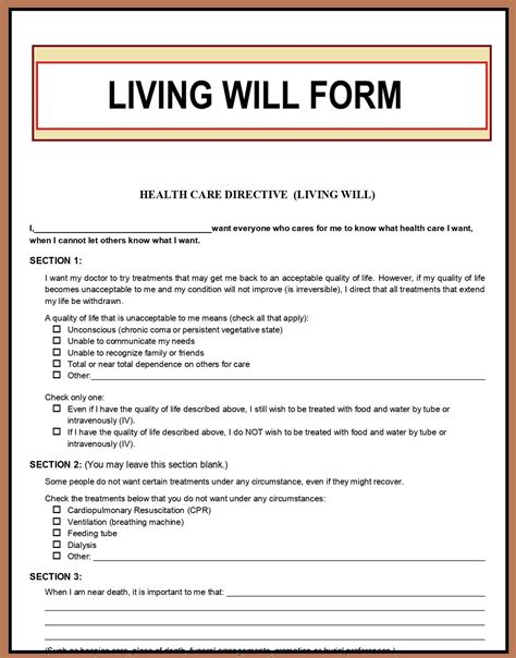 Printable Living Will Forms