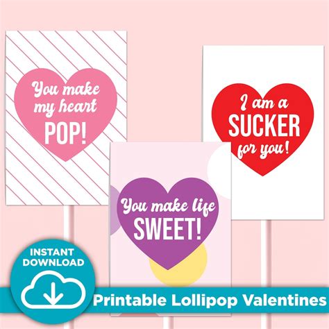 Printable Lollipop Valentines