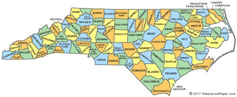 Printable Map Of North Carolina Counties