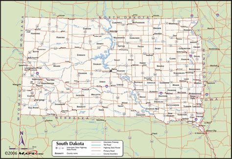 Printable Map Of South Dakota