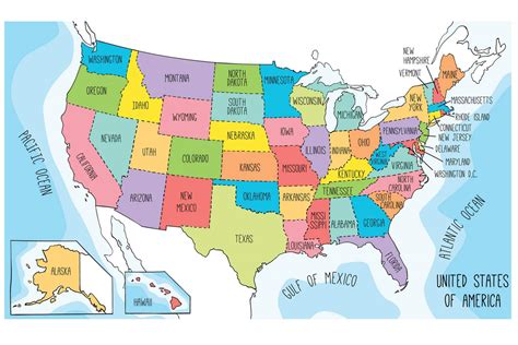 Printable Map Of The Usa With State Names