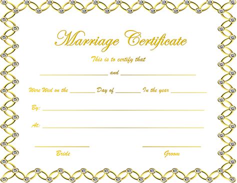Printable Marriage Certificate Template
