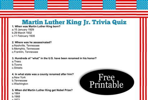 Printable Martin Luther King Jr Trivia Questions And Answers