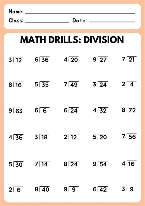 Printable Math Worksheets Division