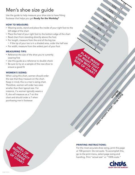 Printable Men's Shoe Size Chart With Width