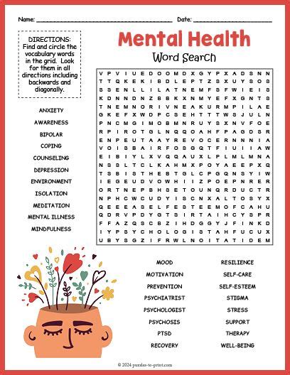 Printable Mental Health Word Search