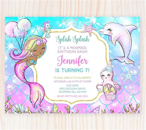 Printable Mermaid Birthday Invitations