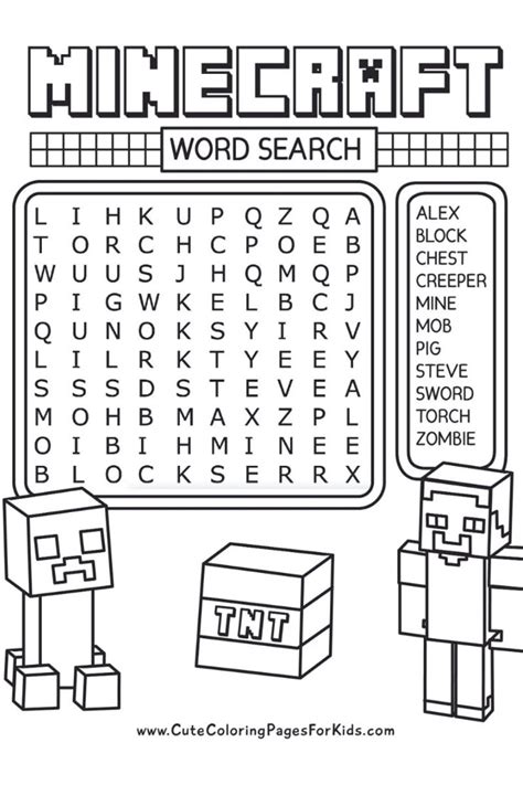 Printable Minecraft Activity Sheets